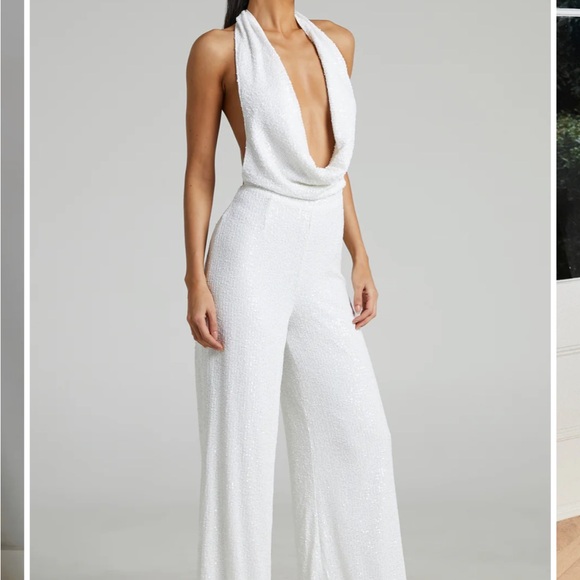 Sequin White Jumpsuit for Women